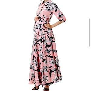 KIMI & KAI $118 Women Maternity Cora Nursing Maxi Shirt Dress Size M NWOT